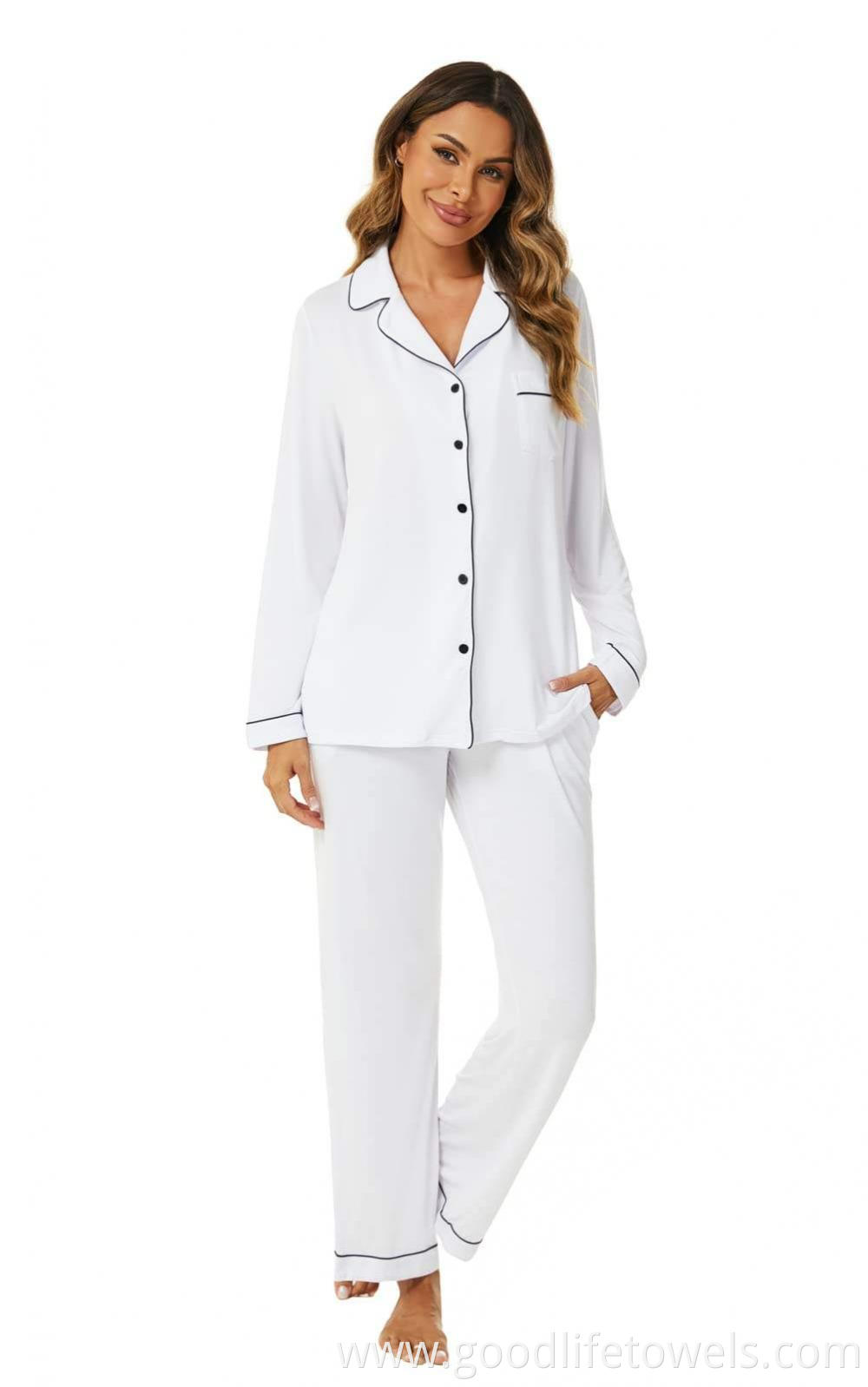 Long Sleeve Women Modal Viscose Pajamas Sleepwear
